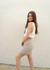 Time Flies Mini Skirt - Taupe Skirt MerciGrace Boutique.