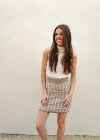 Time Flies Mini Skirt - Taupe Skirt MerciGrace Boutique.