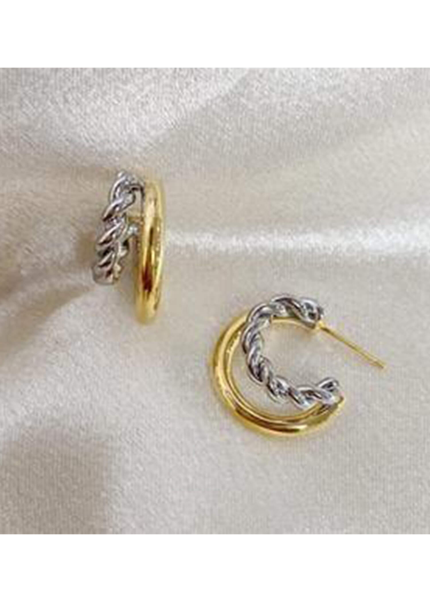 Two Tone Baby Hoops - Gold/Silver Earrings MerciGrace Boutique.