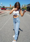 Wait For It Crop Tank - White Top MerciGrace Boutique.