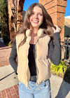 Waiting For You Puffer Vest - Taupe Tops MerciGrace Boutique.