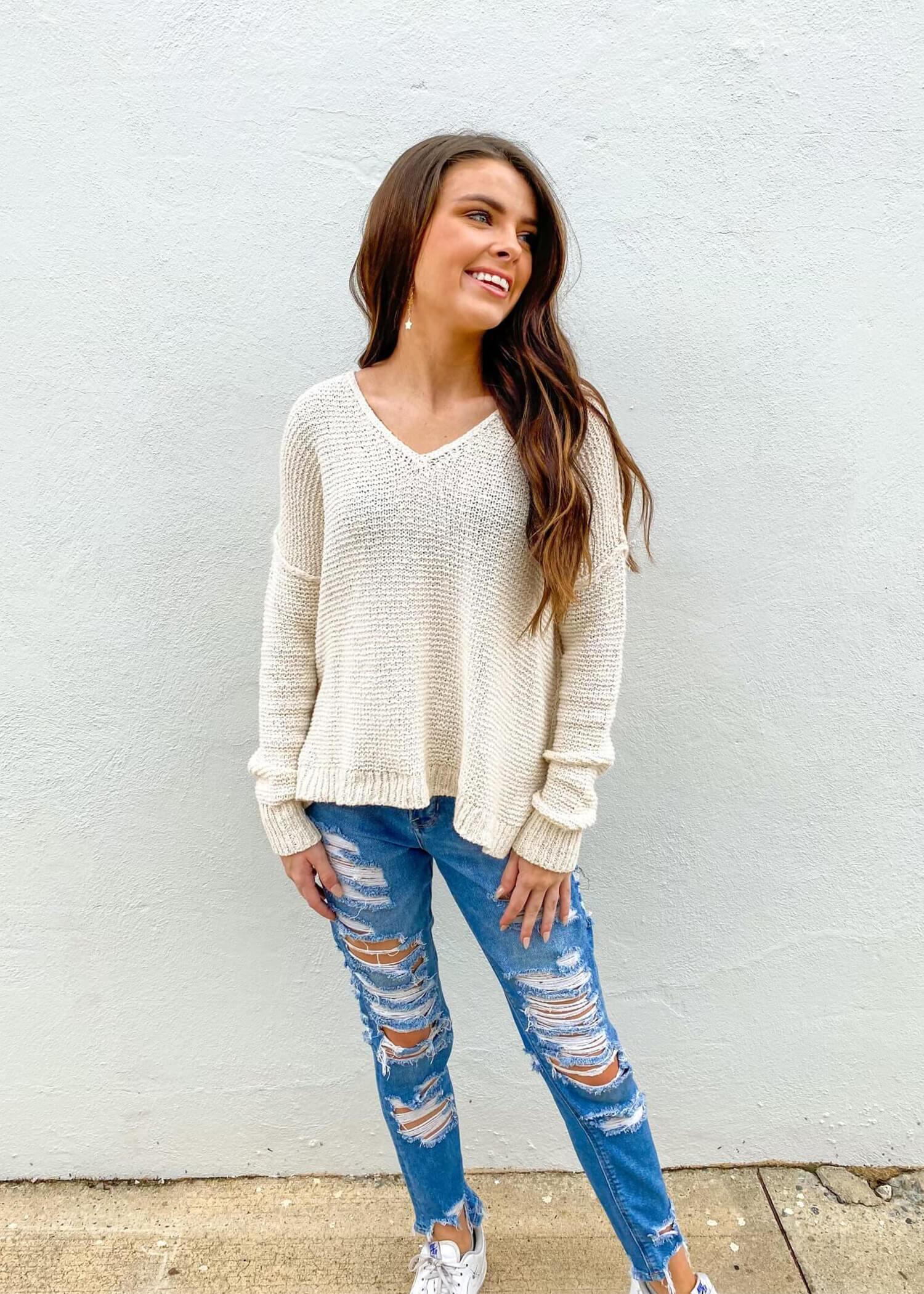 Warm Me Up Sweater - Ivory Sweater MerciGrace Boutique.