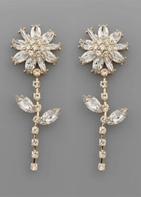 Watch Me Blossom Earrings - Clear/Gold Earrings MerciGrace Boutique.