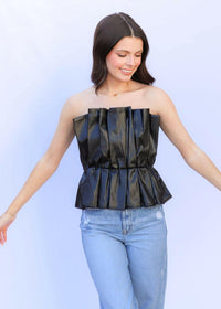 What A Moment Pleated Top - Black - MerciGrace BoutiqueTop