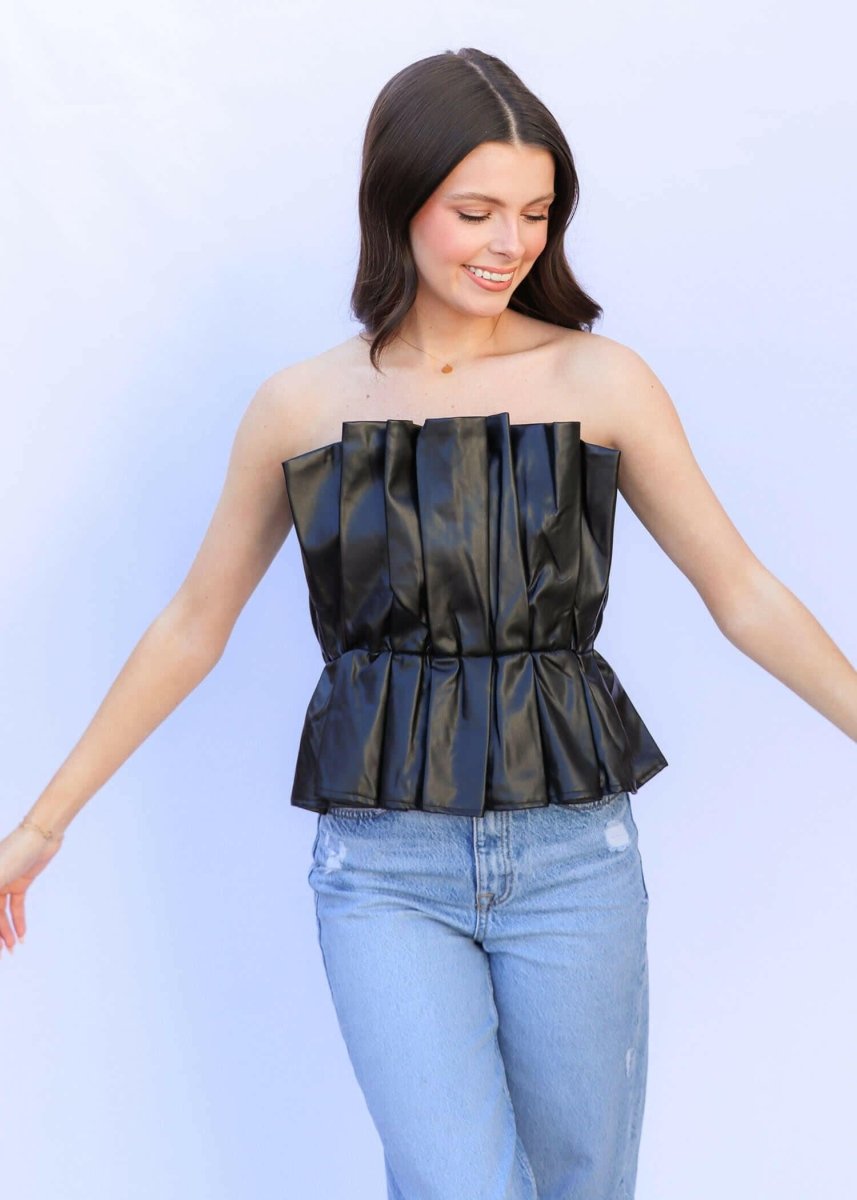 What A Moment Pleated Top - Black - MerciGrace BoutiqueTop
