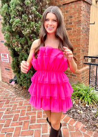 What A Power Move Dress - Hot Pink Dress MerciGrace Boutique.