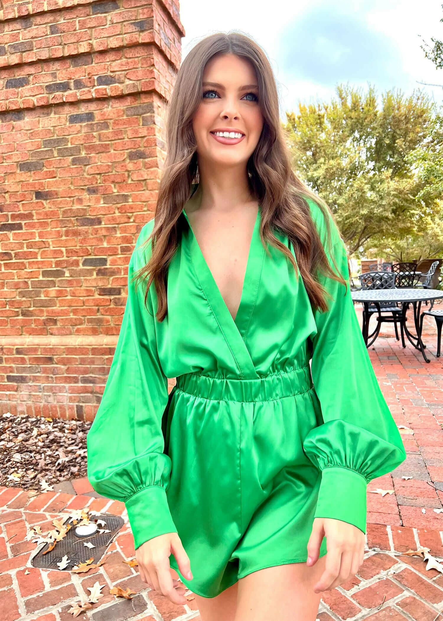 What A Time Romper - Green Romper MerciGrace Boutique.