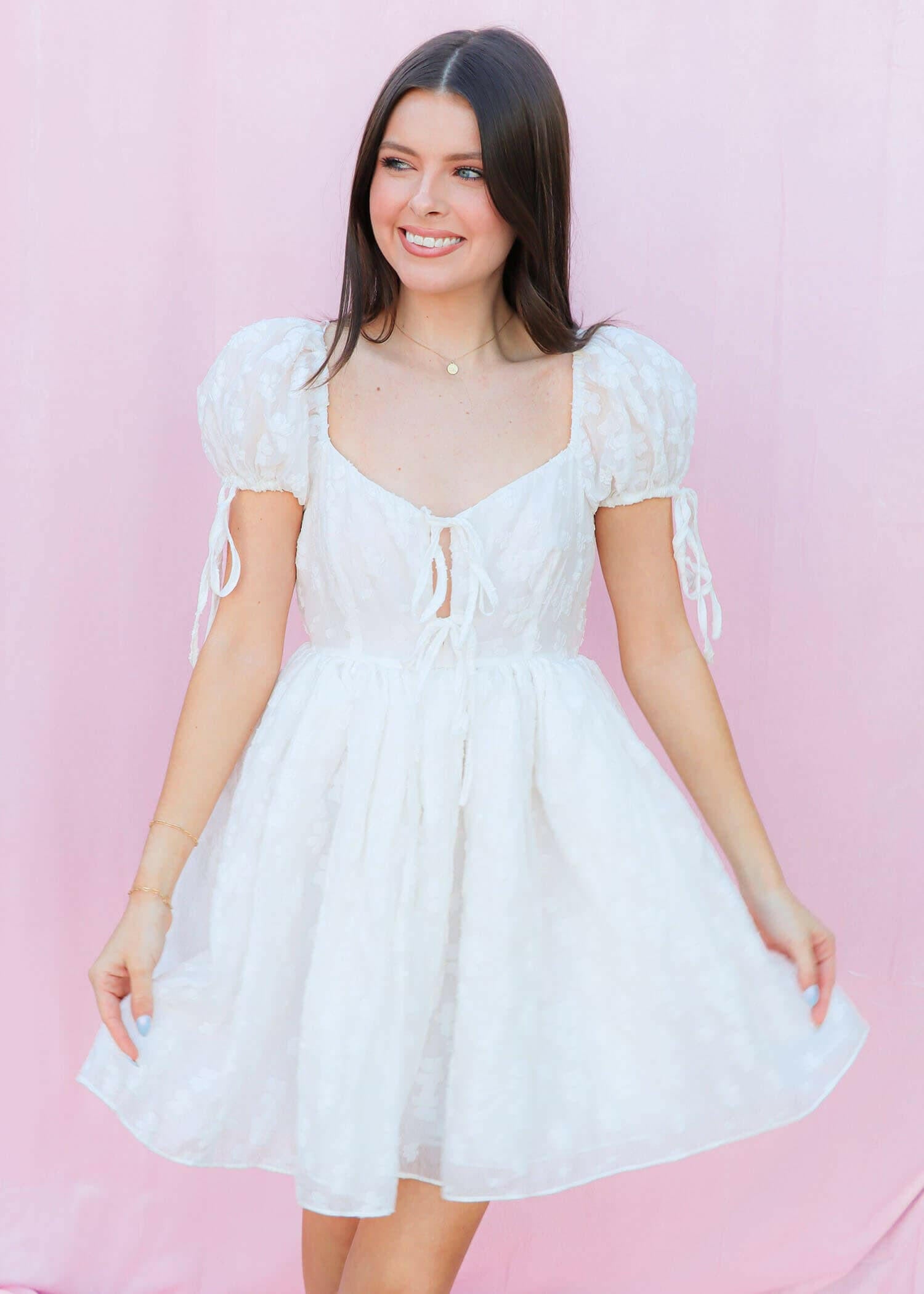Dreaming Of A Fairytale Mini Dress - White Dress MerciGrace Boutique.