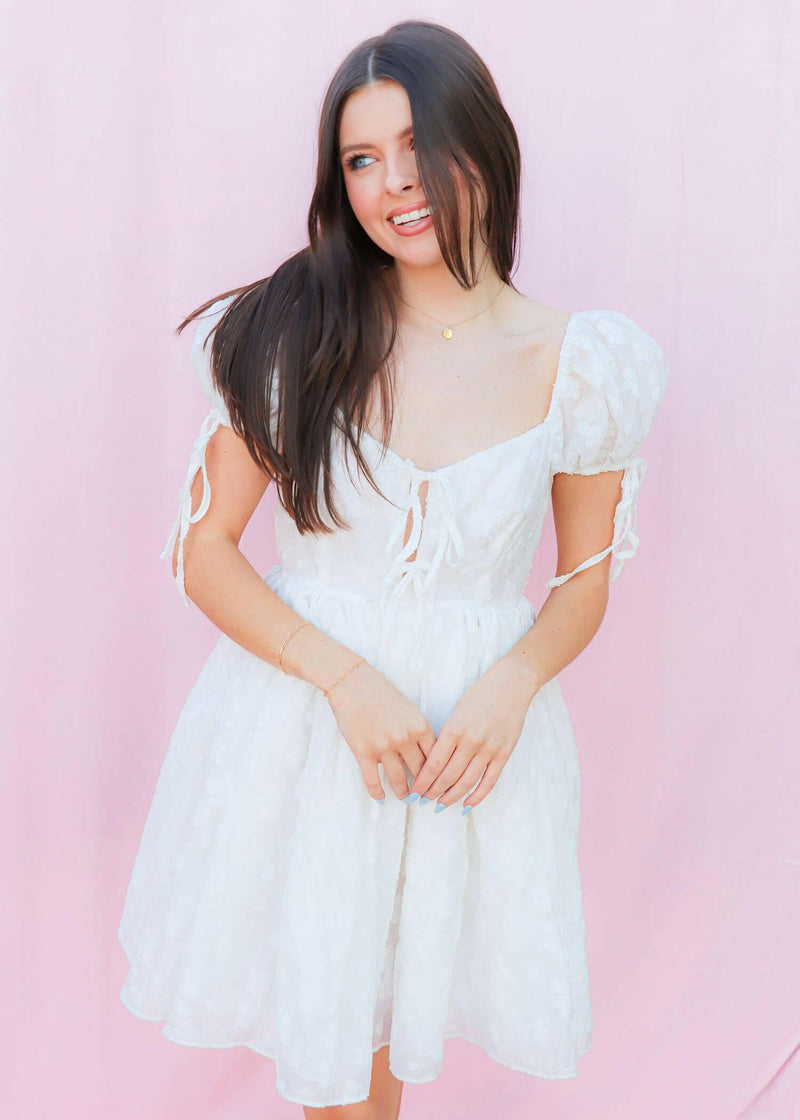 Dreaming Of A Fairytale Mini Dress - White Dress MerciGrace Boutique.