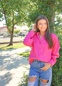 Wildly Pink Button-Down - Dark Pink Tops MerciGrace Boutique.
