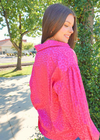 Wildly Pink Button-Down - Dark Pink Tops MerciGrace Boutique.