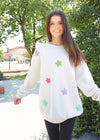 Wishing On A Star Sweatshirt - Cream/Multi Sweatshirt MerciGrace Boutique.