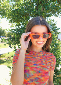 Worth It Sunglasses - Neon Pink/Orange Sunglasses MerciGrace Boutique.