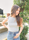 You Were Right Sweater Tank - Two Tone Grey Tops MerciGrace Boutique.